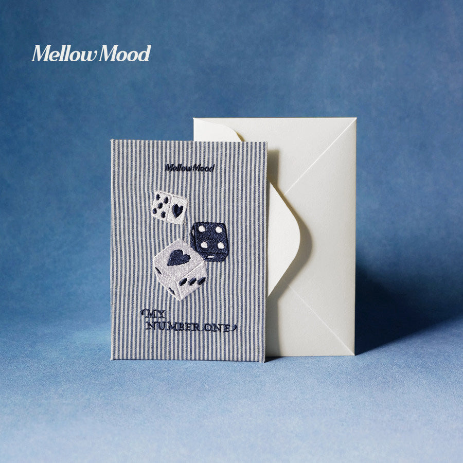 Original Handmade Fabric Blue Striped Card - "My Number One"