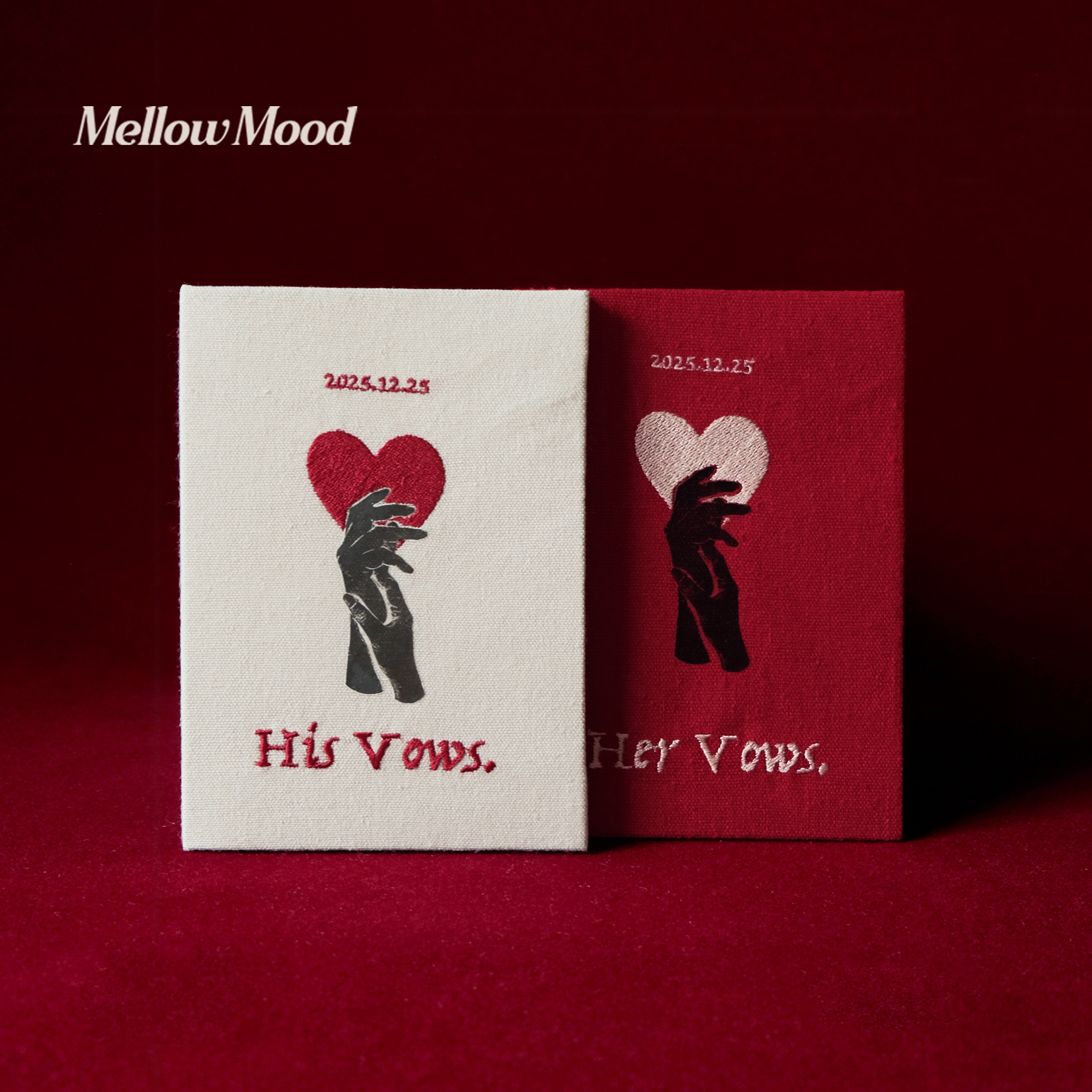 Wedding Vows Card Red Set - "His & Her"  Wedding Keepsake