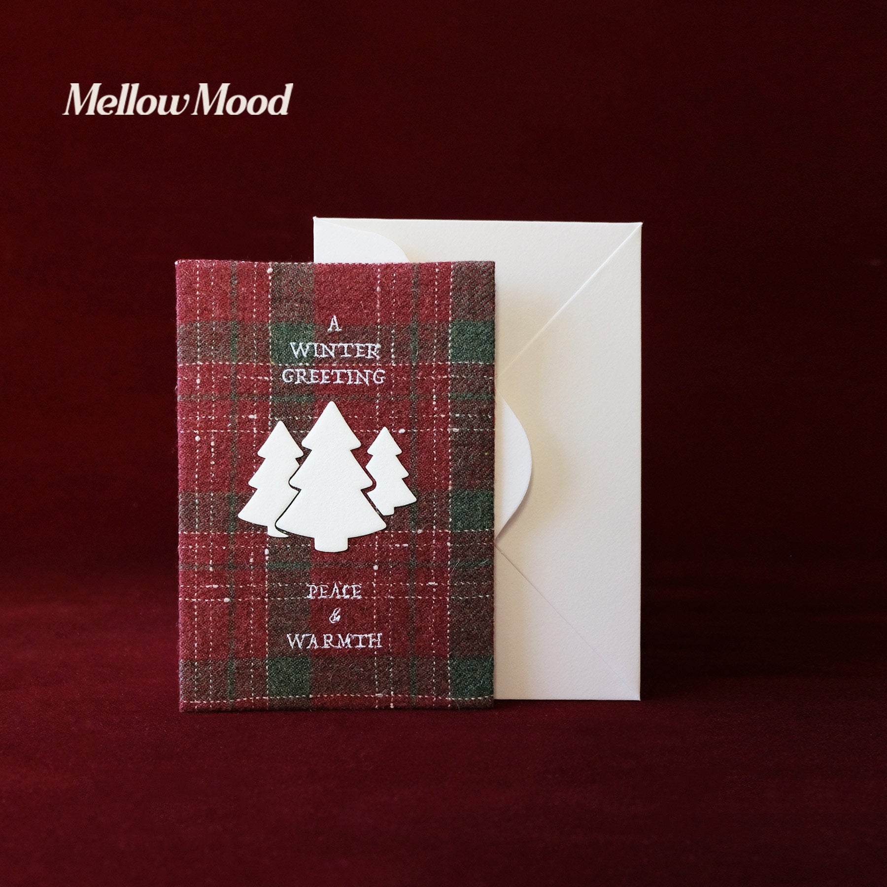 Handmade Fabric Christmas Card - "Peace & Warmth"