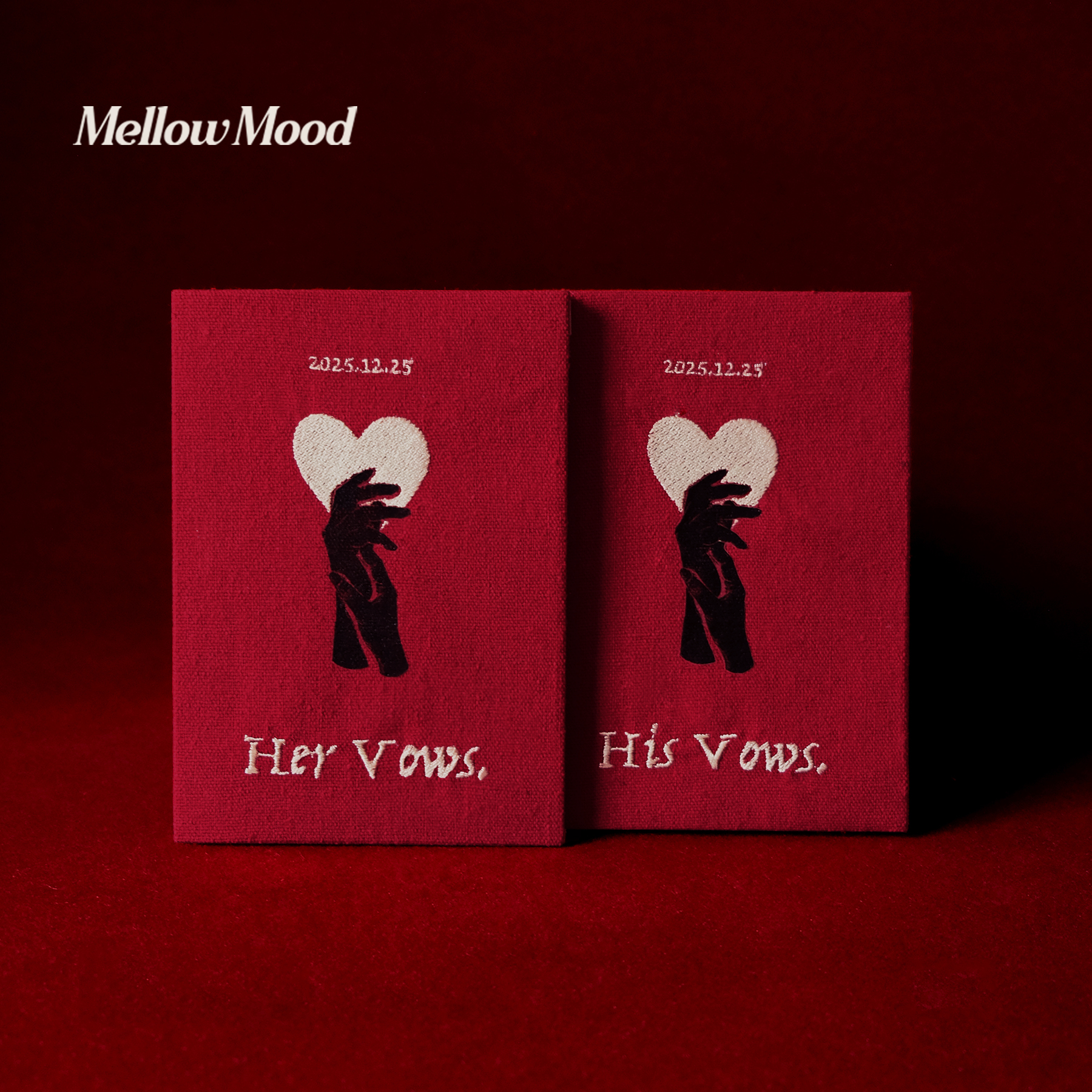 Wedding Vows Card Red Set - "His & Her"  Wedding Keepsake