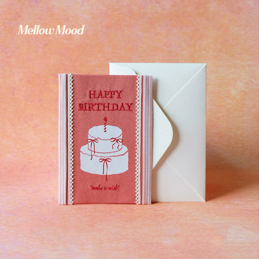 Handmade Two-Tone Pink Lace 3D Cake Card - "Make a Wish"