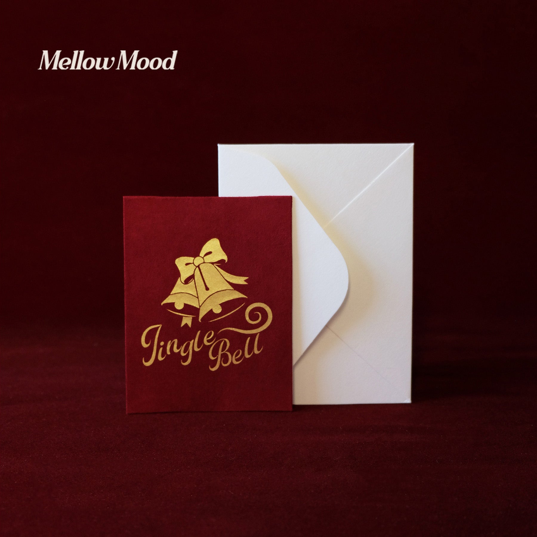Original Mini Fabric Christmas Card - Red - "Jingle Bell"