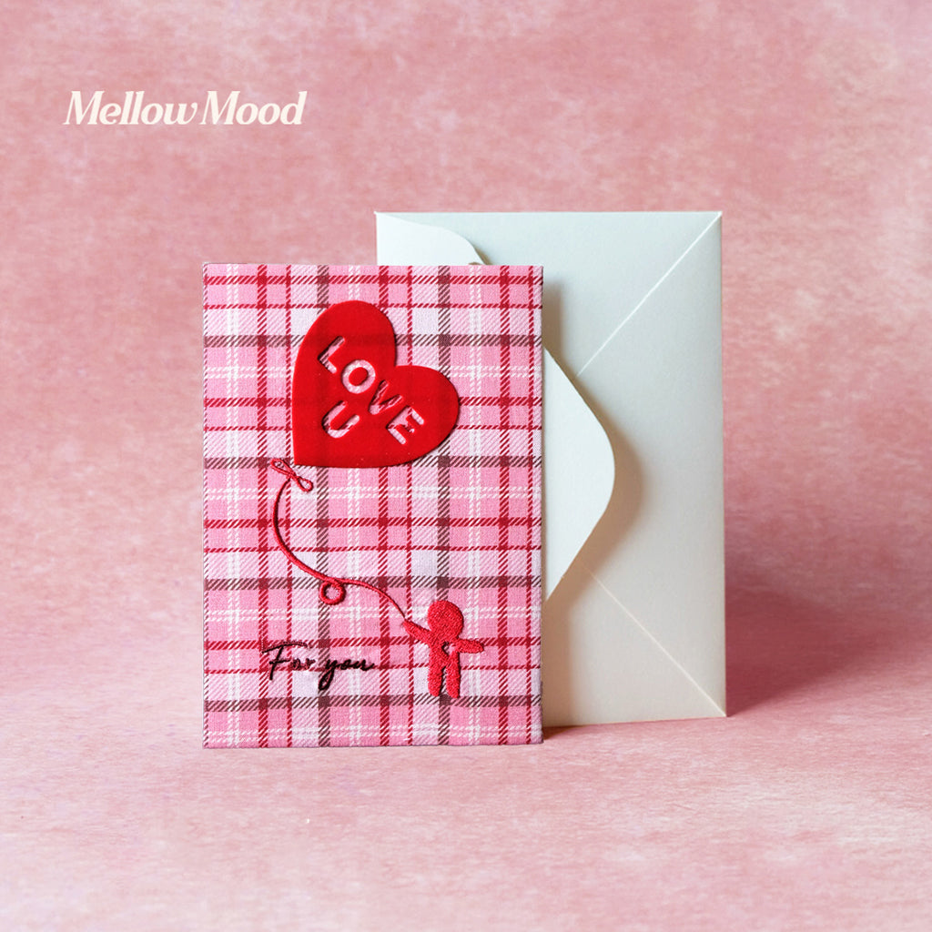 Handmade Fabric Love Card - White - "There Goes My Heart"