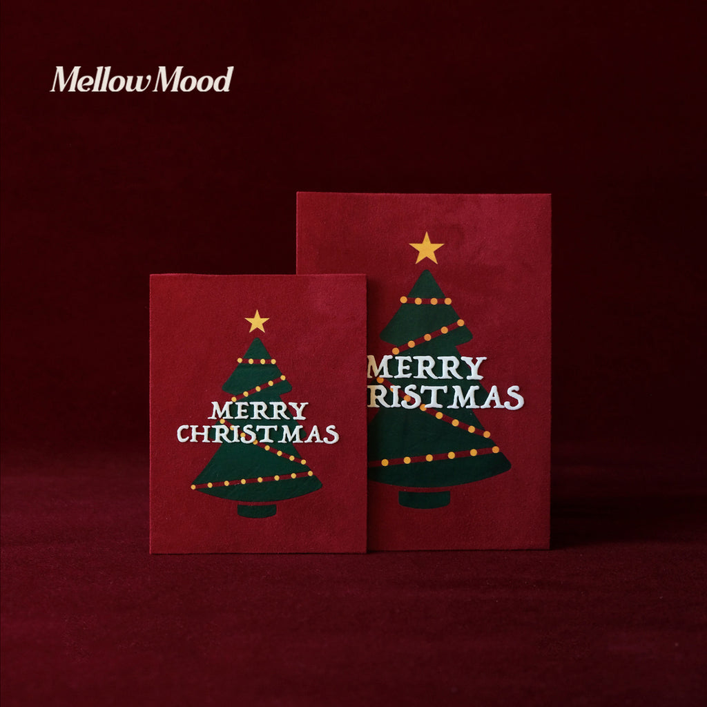 Handmade Fabric Christmas Card Set- Green - "Merry Christmas"