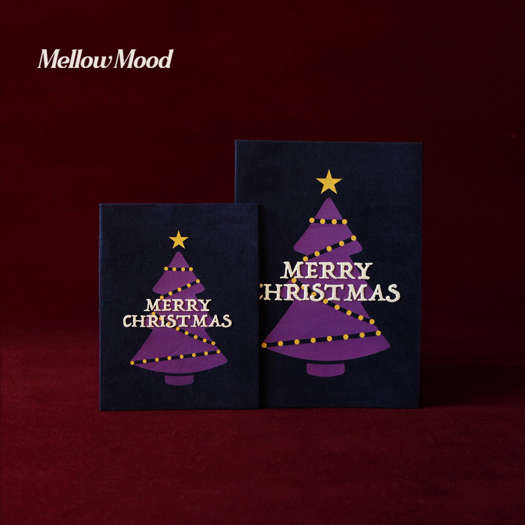 Handmade Fabric Christmas Card Set- Green - "Merry Christmas"
