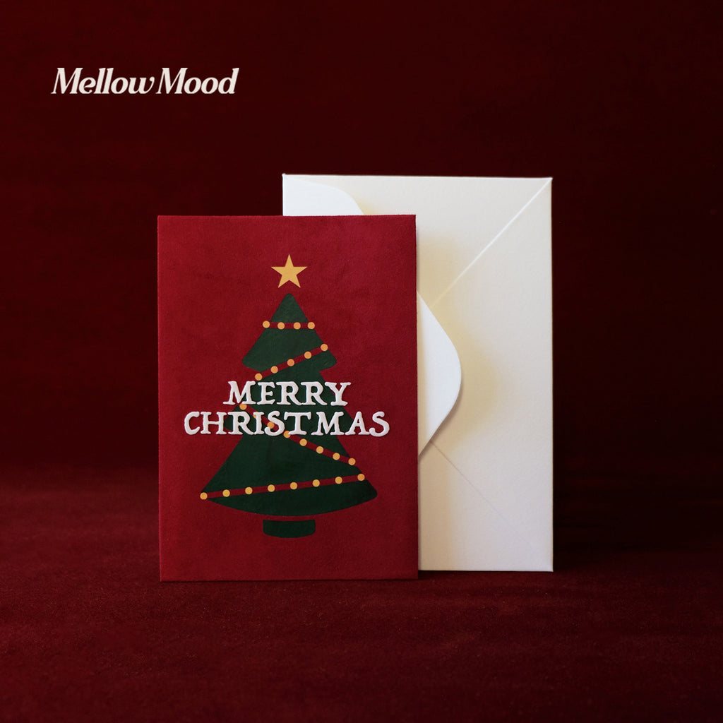 Handmade Fabric Christmas Card Set- Green - "Merry Christmas"