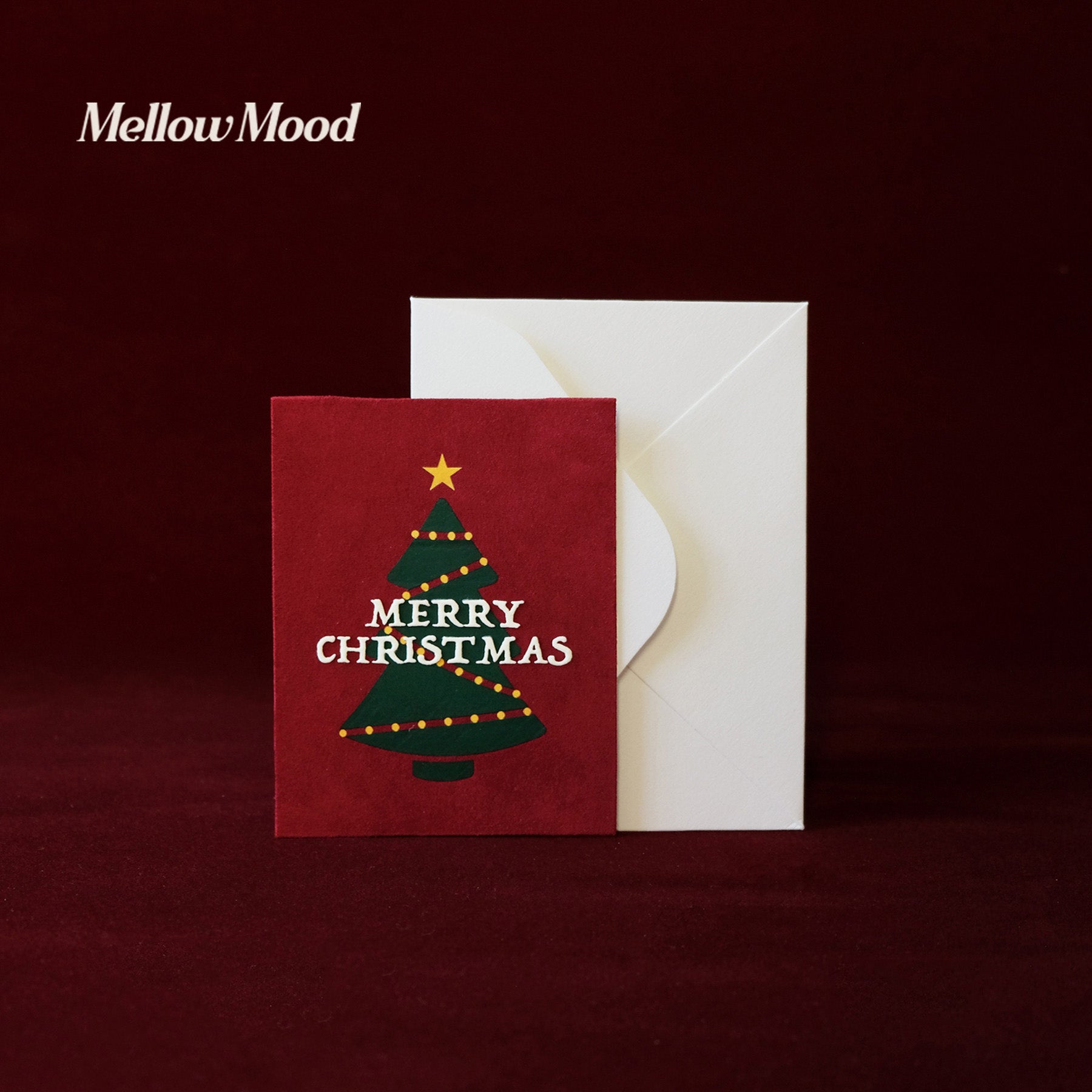 Handmade Fabric Christmas Card Set- Green - "Merry Christmas"