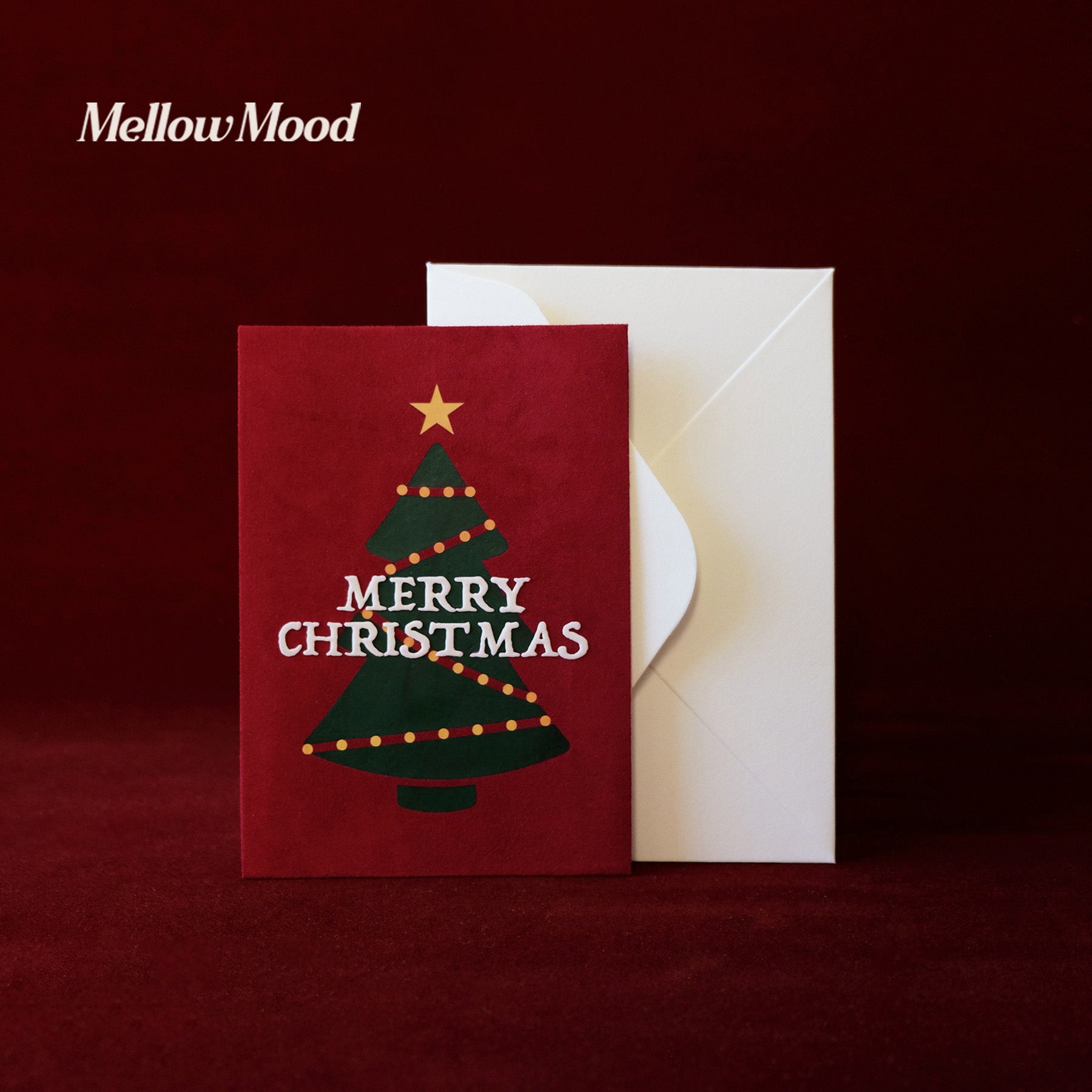 Handmade Fabric Christmas Card Set- Green - "Merry Christmas"