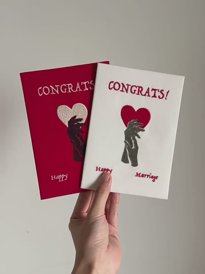 Original Wedding Greeting Card - Marriage Congrats Card - White